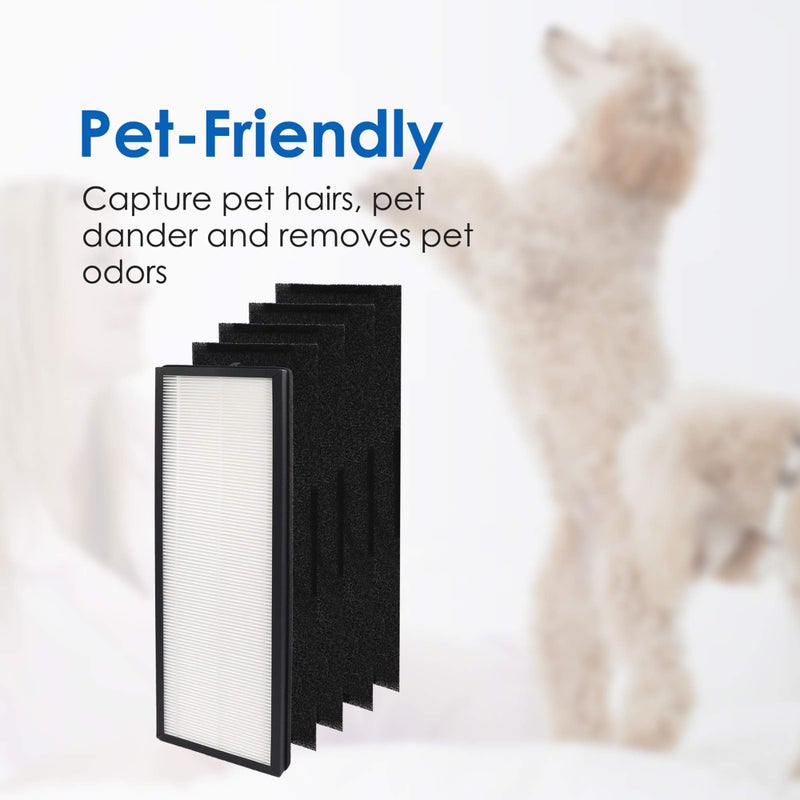 Flintar NEA120 Replacement Filter, Compatible with Eureka NEA120 and Toshiba Smart WiFi Air Purifier, H13 Grade Air Filter (NEA-F1) and 4 Activated Carbon Filters (NEA-C1) - Image 4